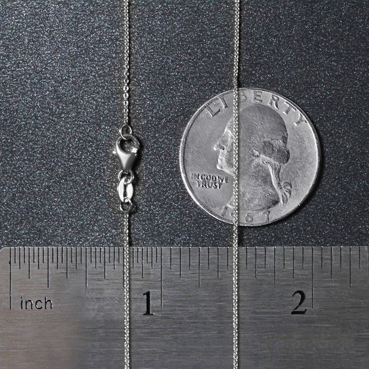 14k White Gold Oval Cable Link Chain (0.85 mm), view 4