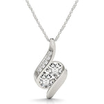 14K White Gold Two Stone Curved Style Diamond Pendant (3/4 cttw)