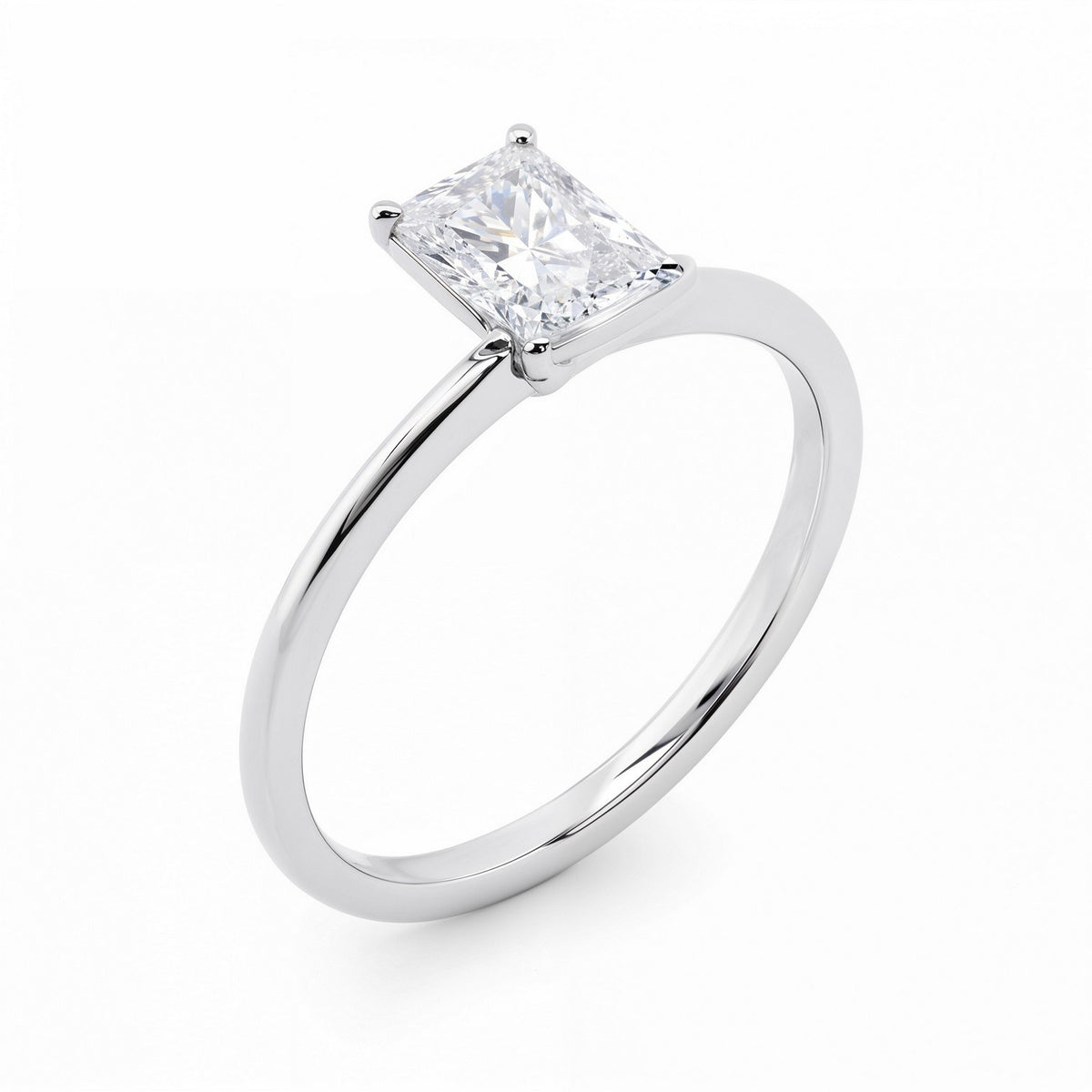 1 1/2 Carat Radiant Lab Grown IGI G/VS1 Diamond Solitaire Ring in 14K White Gold, view 2