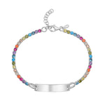 Sterling Silver Rhodium Plated Rainbow CZ ID Bracelet (2.70 mm), view 2