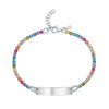 Sterling Silver Rhodium Plated Rainbow CZ ID Bracelet (2.70 mm), view 2