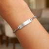 Sterling Silver Rhodium Plated Rainbow CZ ID Bracelet (2.70 mm), view 3