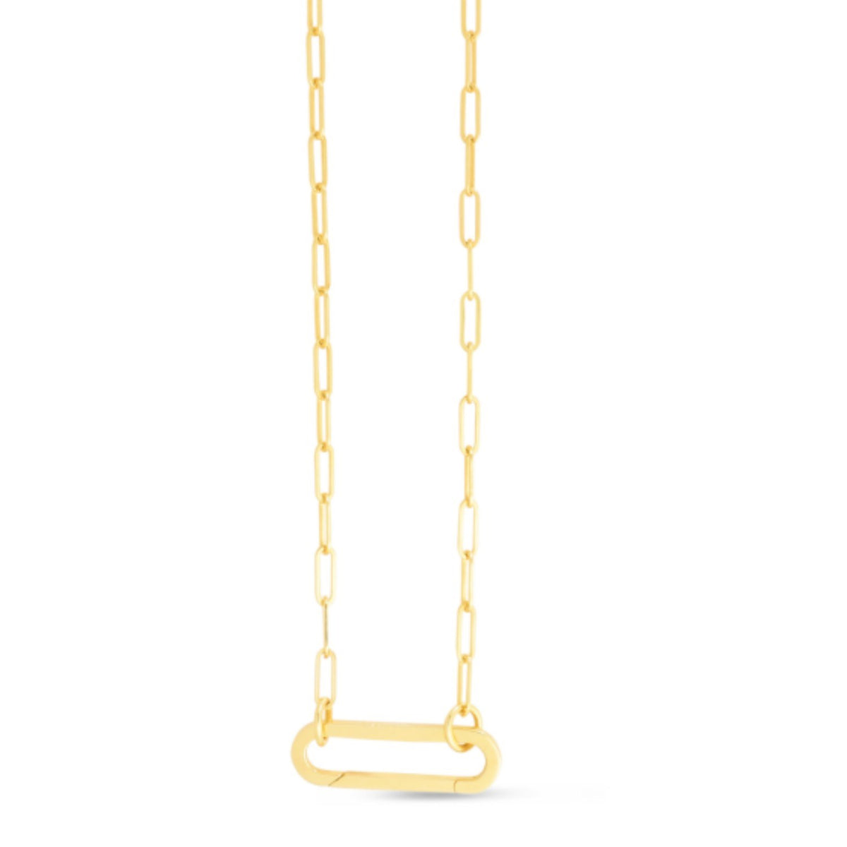 14K Yellow Gold Elongated Link Paperclip Necklace