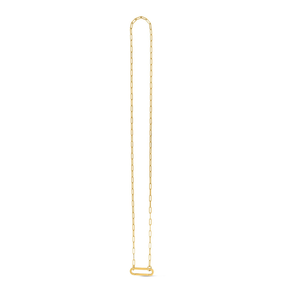 14K Yellow Gold Elongated Link Paperclip Necklace, view 2