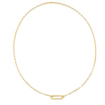 14K Yellow Gold Elongated Link Paperclip Necklace, view 4
