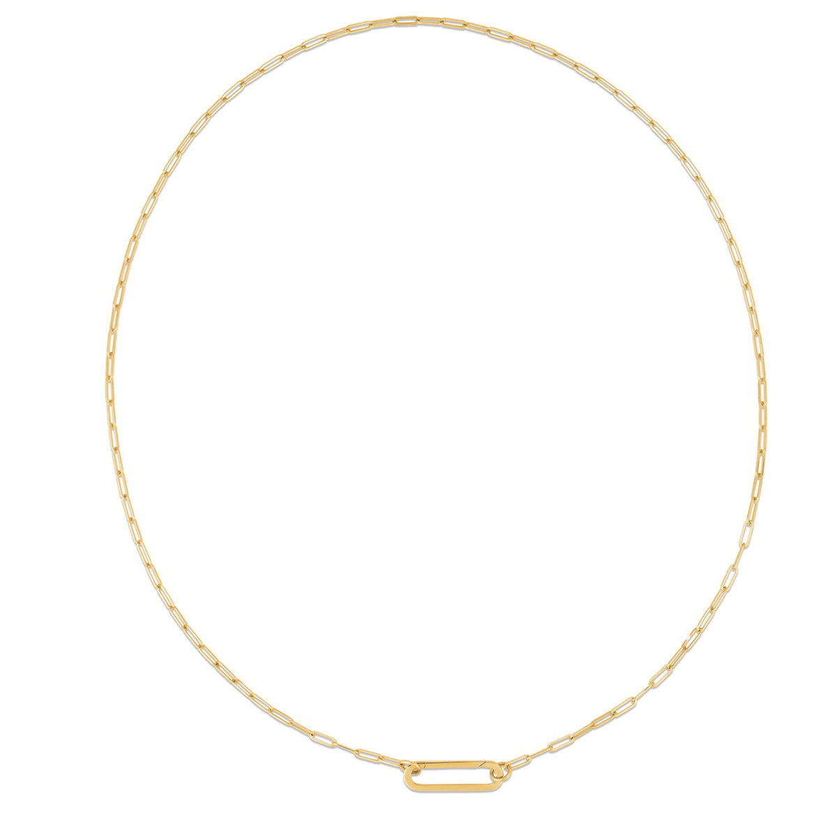 14K Yellow Gold Elongated Link Paperclip Necklace, view 4