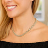 Classic Miami Cuban White Pave Solid Chain in 14k Yellow Gold (6.00 mm)