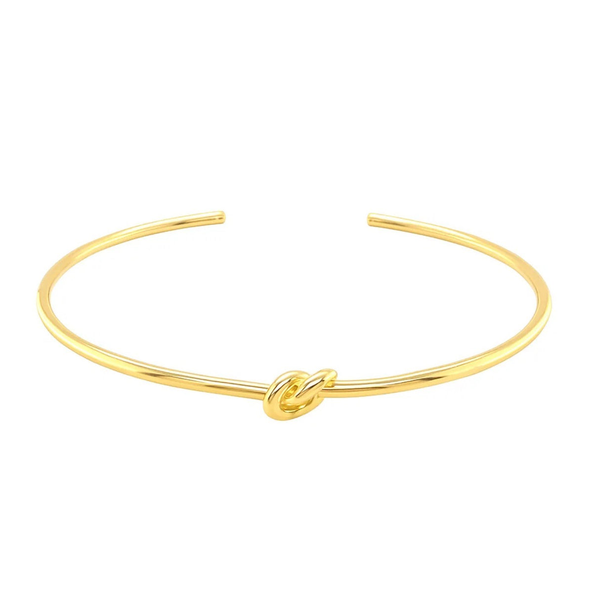 14K Yellow Gold Polished Cuff Bangle with Knot (5.50 mm), view 2