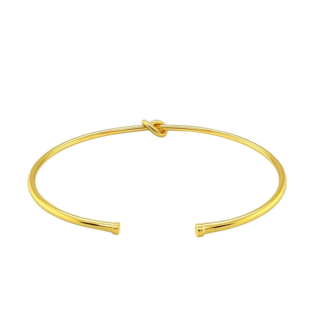 14K Yellow Gold Polished Cuff Bangle with Knot (5.50 mm), view 3