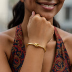 14K Yellow Gold Polished Cuff Bangle with Knot (5.50 mm), view 4