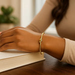 14K Yellow Gold Polished Cuff Bangle with Knot (5.50 mm), view 6