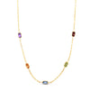 14K Yellow Gold Multi Gemstone Paperclip Necklace (1.50 mm)