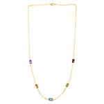 14K Yellow Gold Multi Gemstone Paperclip Necklace (1.50 mm), view 2