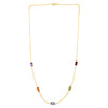 14K Yellow Gold Multi Gemstone Paperclip Necklace (1.50 mm)