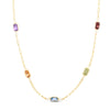 14K Yellow Gold Multi Gemstone Paperclip Necklace (1.50 mm)