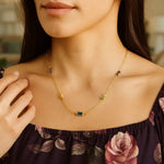 14K Yellow Gold Multi Gemstone Paperclip Necklace (1.50 mm), view 8