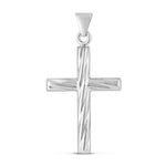 Sterling Silver Rhodium Plated Twisted Cross Pendant