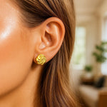 14K Yellow Gold Swirl Knot Stud Earrings, view 2