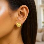 14K Yellow Gold Swirl Knot Stud Earrings, view 3