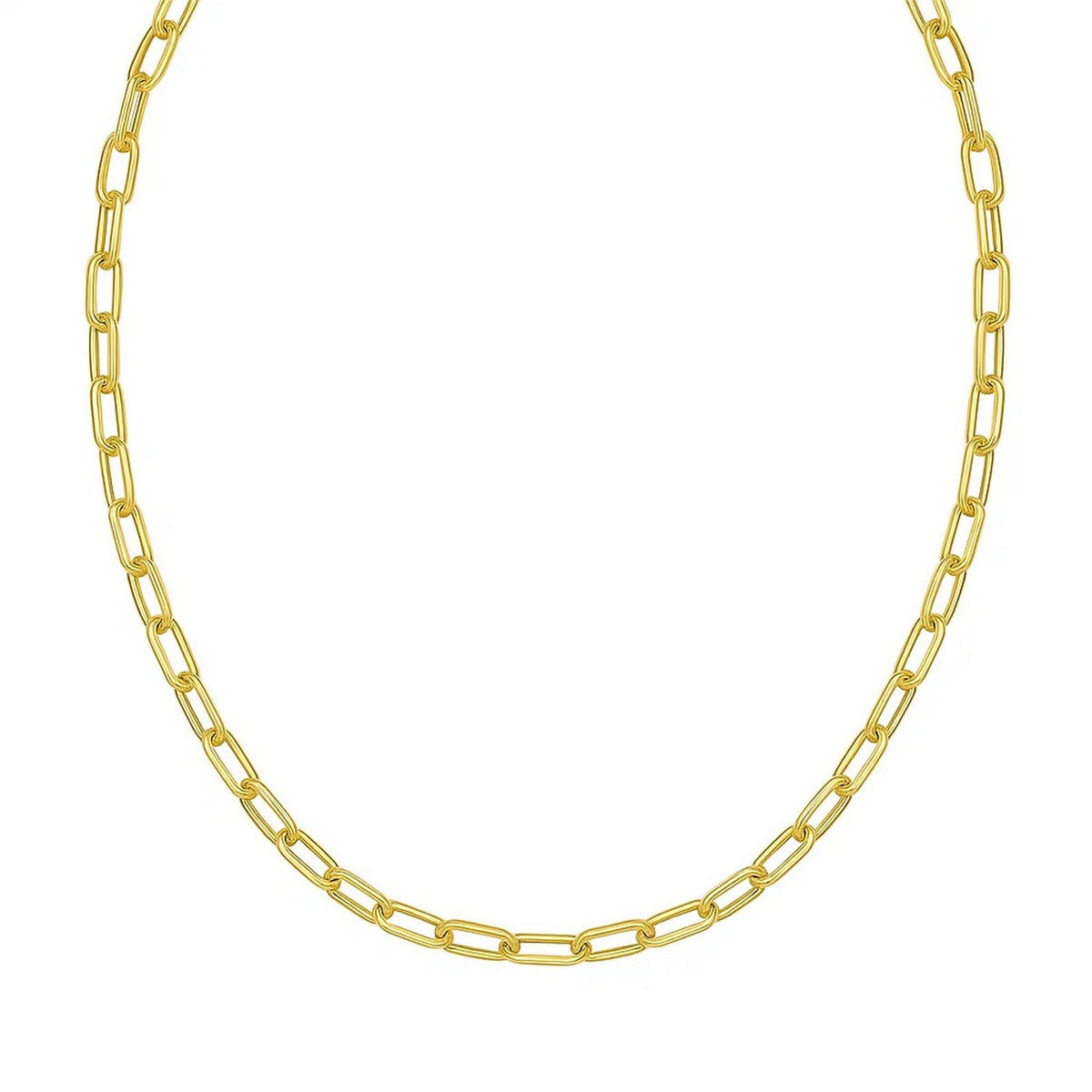 14K Yellow Gold Charm Lock Paperclip Chain, view 2