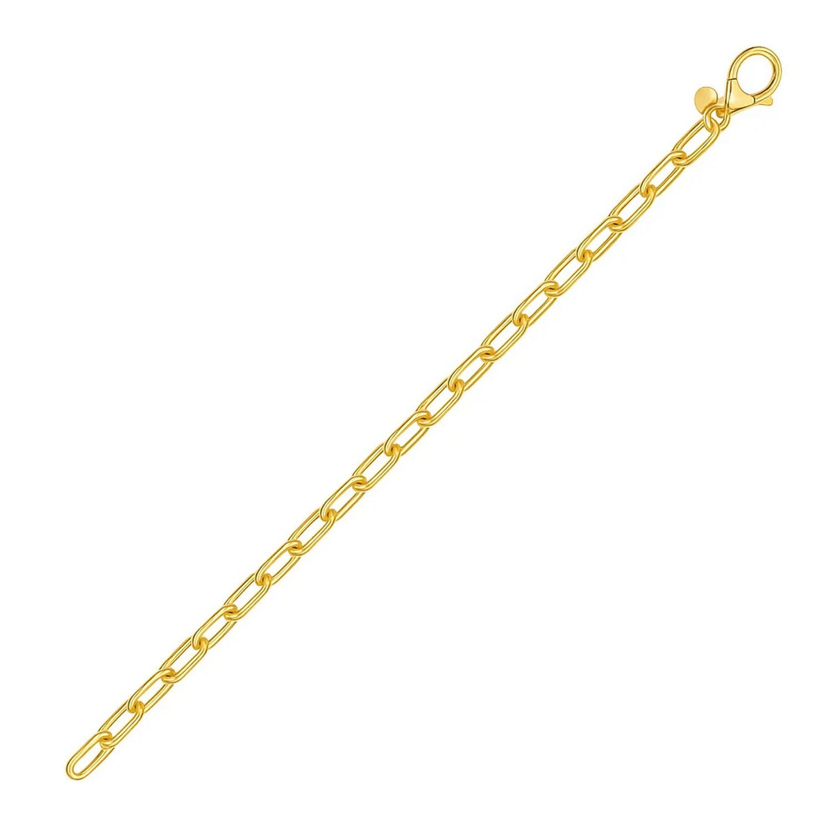 14K Yellow Gold Charm Lock Paperclip Chain, view 3