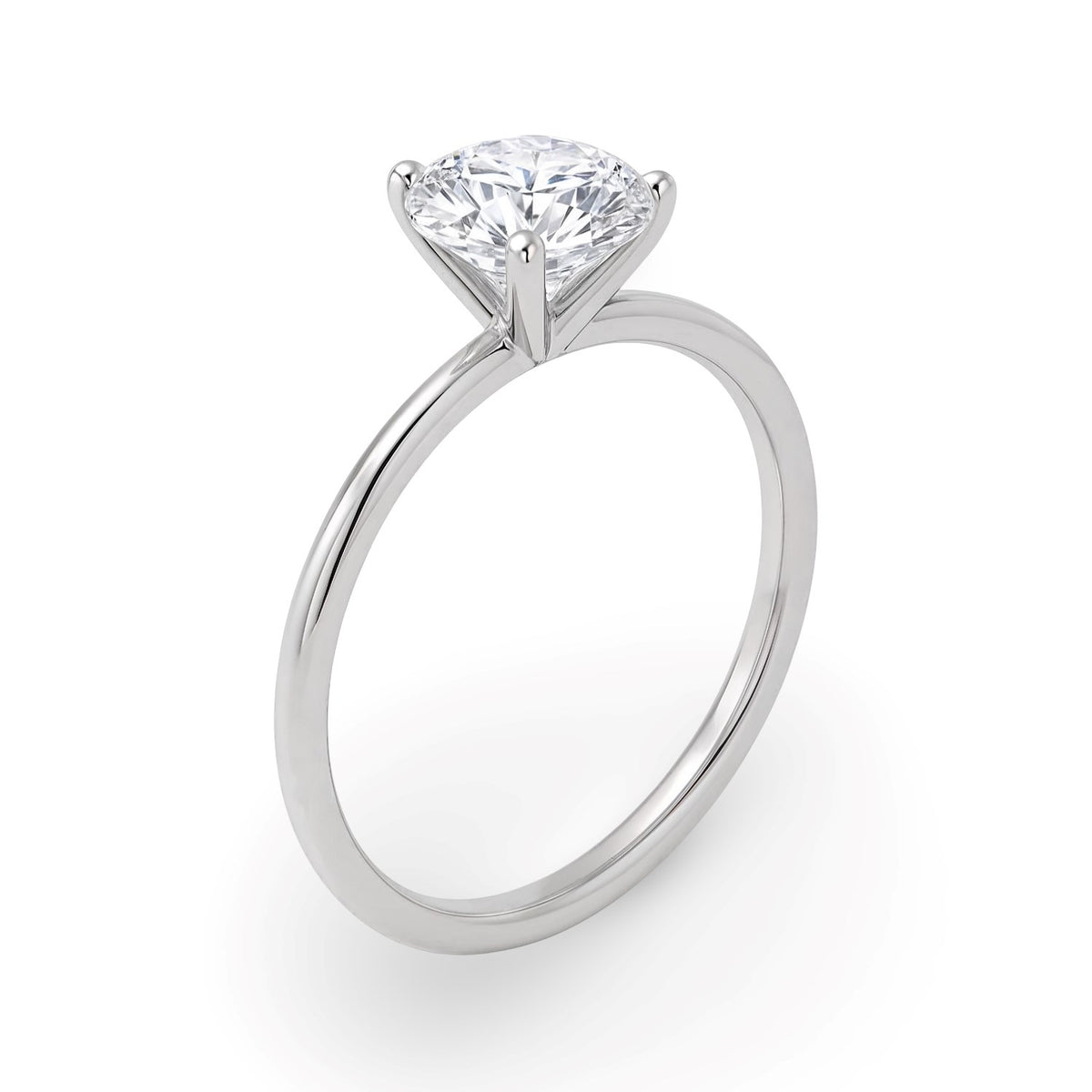 1 1/2 Carat Round Lab Grown IGI G/VS1 Diamond Solitaire Ring in 14K White Gold, view 2
