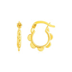 14K Yellow Gold Scalloped Hoop Earrings