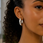 Sterling Silver Round Hoop Earrings (30.00 mm), view 4