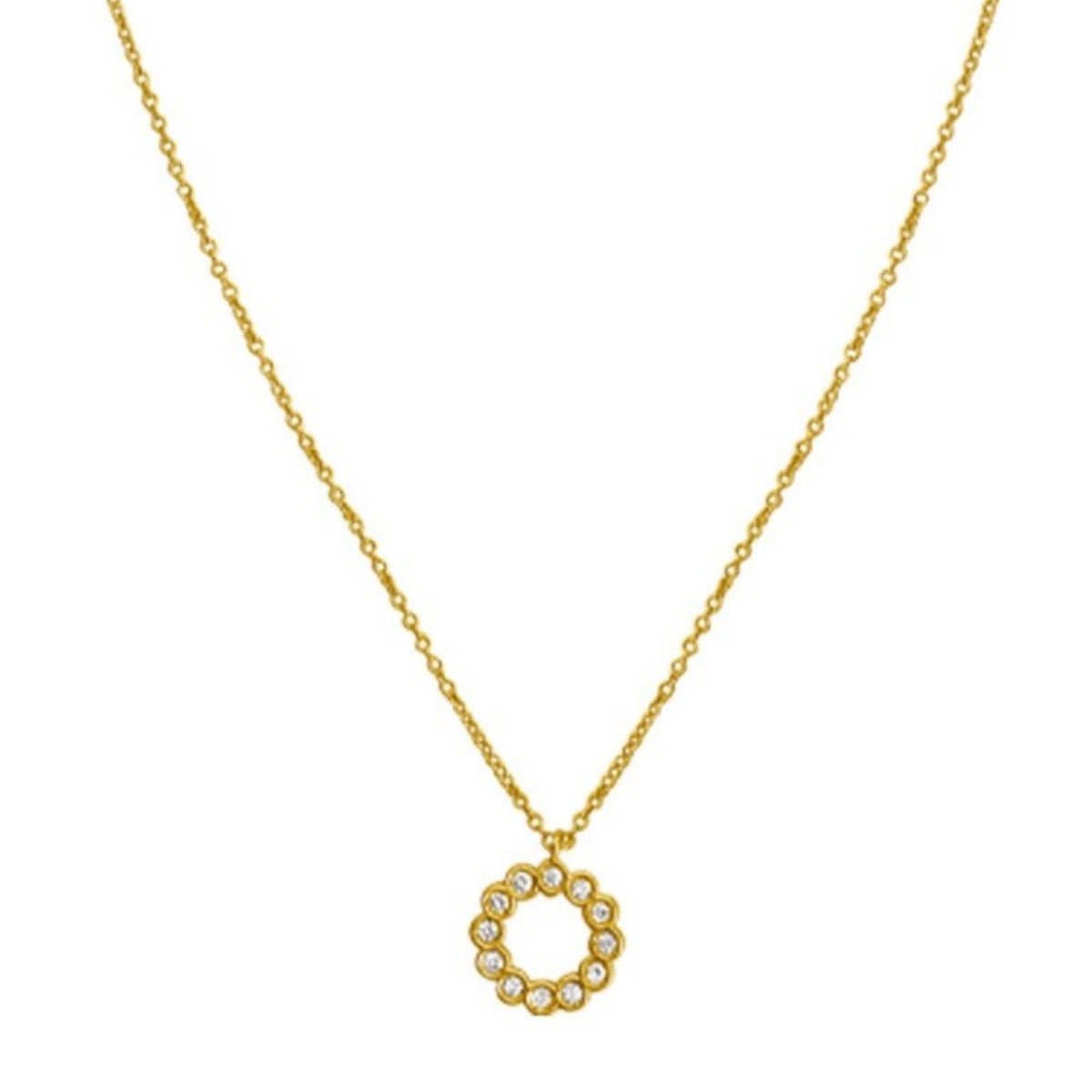 Classic 14K Yellow Gold Petite Diamond Circle Necklace