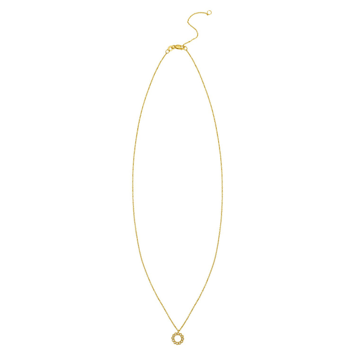 Classic 14K Yellow Gold Petite Diamond Circle Necklace, view 2