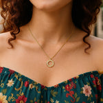 Classic 14K Yellow Gold Petite Diamond Circle Necklace, view 3