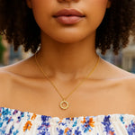 Classic 14K Yellow Gold Petite Diamond Circle Necklace, view 5
