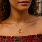 Classic 14K Yellow Gold Petite Diamond Circle Necklace, view 6