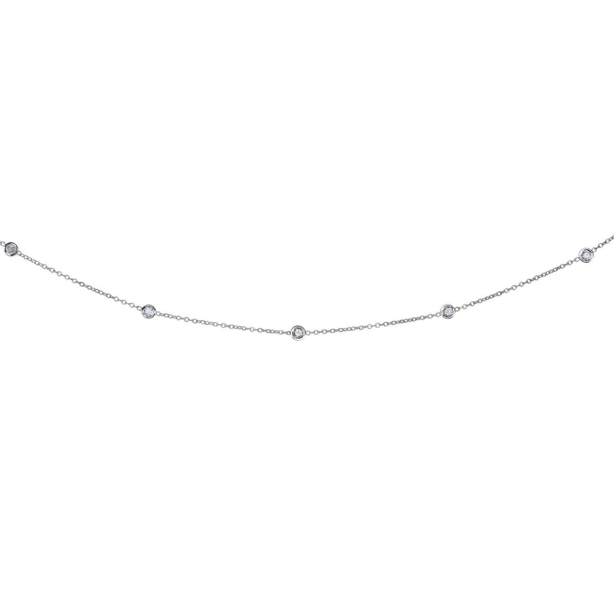 14K White Gold Diamonds by the Yard Necklace, view 3