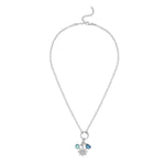 Sterling Silver Rhodium Plated Sunflower Cubic Zirconia Charm Necklace, view 2