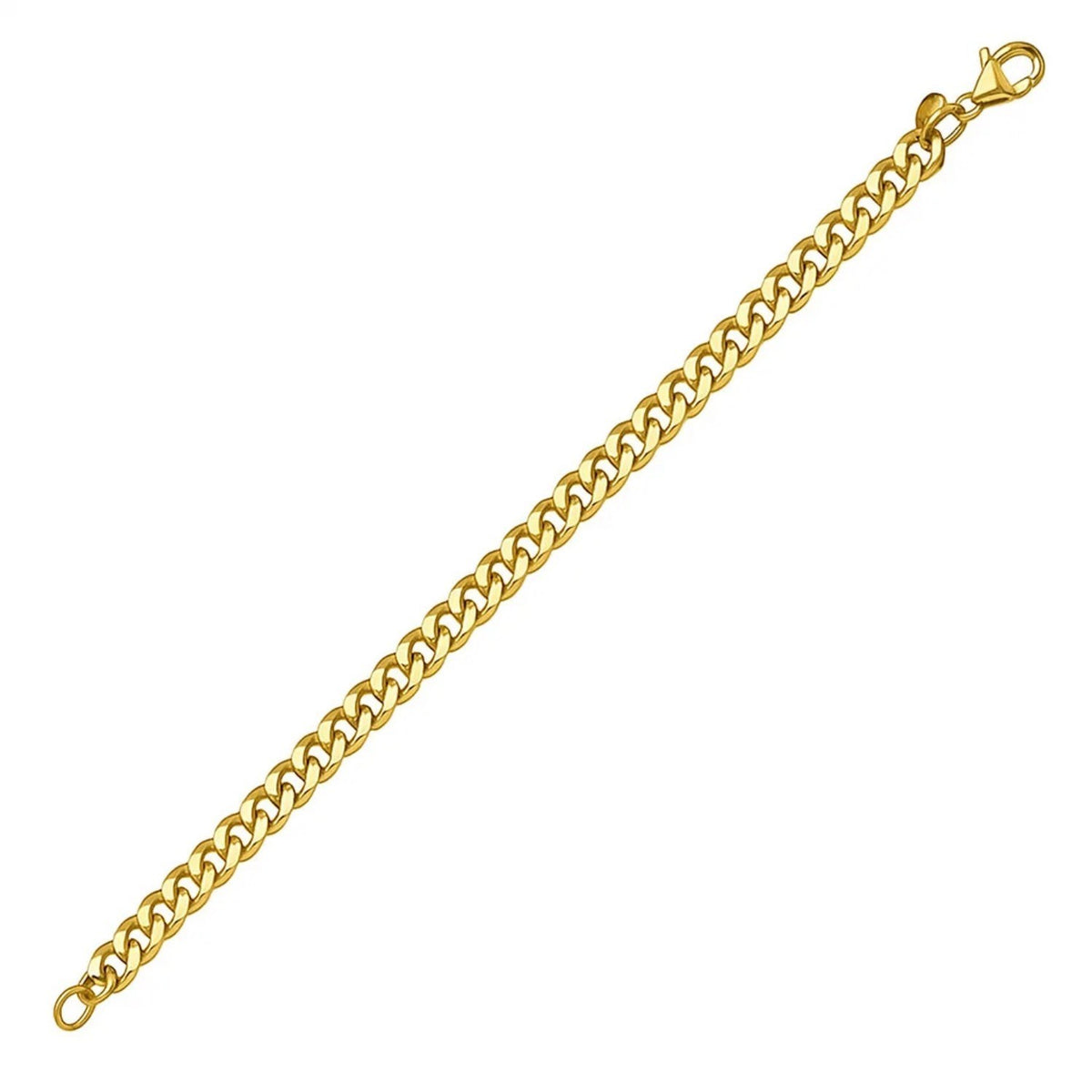 14K Yellow Gold Petite Faceted Cuban Link Chain Necklace (4.50 mm), view 3