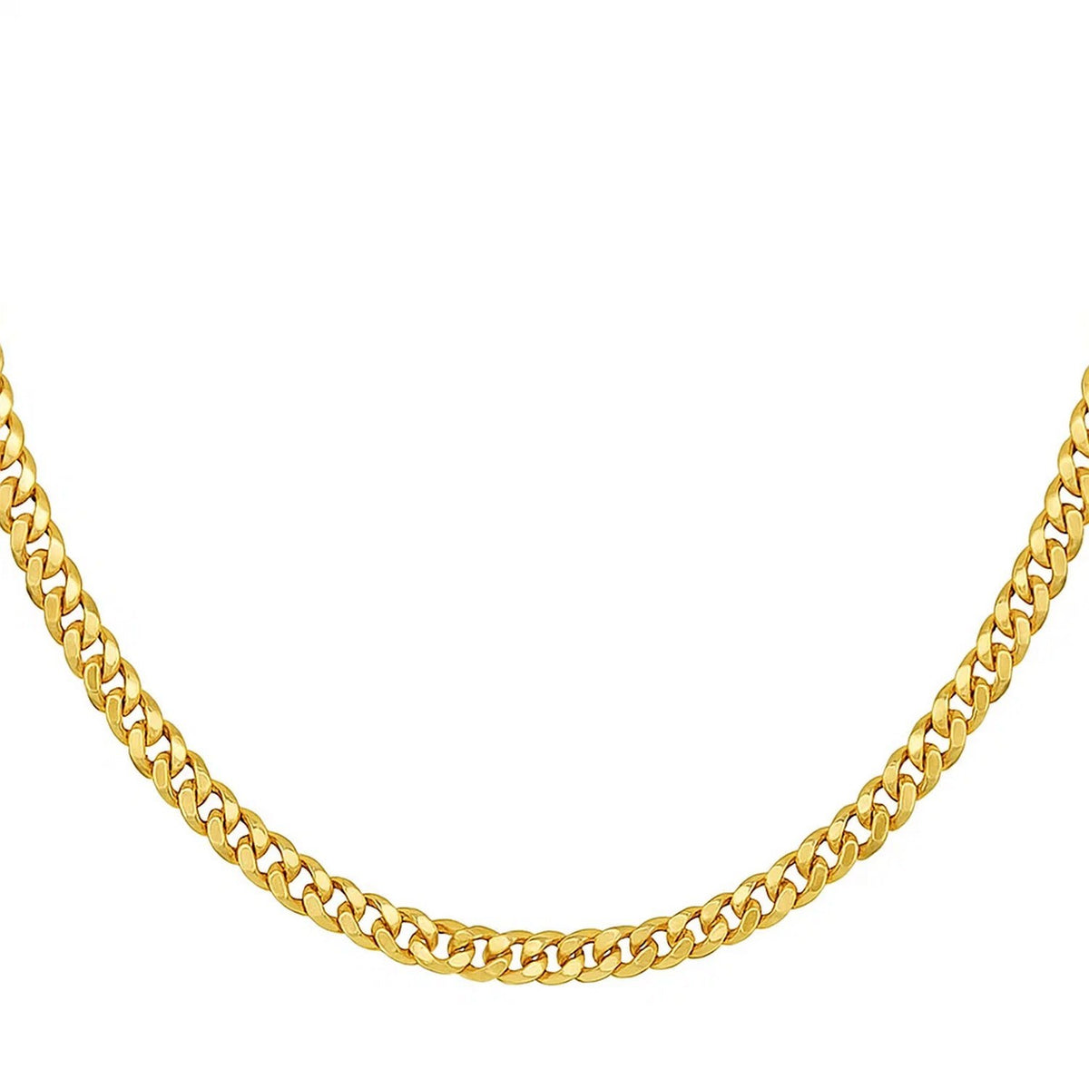 14K Yellow Gold Petite Faceted Cuban Link Chain Necklace (4.50 mm), view 4