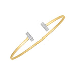 14K Two Tone Gold Diamond Tee Bar Bangle (2.00 mm), view 2