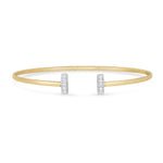 14K Two Tone Gold Diamond Tee Bar Bangle (2.00 mm), view 3