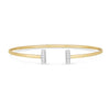 14K Two Tone Gold Diamond Tee Bar Bangle (2.00 mm), view 3