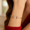 14K Two Tone Gold Diamond Tee Bar Bangle (2.00 mm), view 4