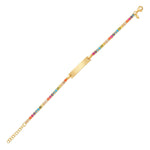 Sterling Silver Gold Plated Rainbow CZ ID Bracelet (2.70 mm)