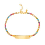 Sterling Silver Gold Plated Rainbow CZ ID Bracelet (2.70 mm), view 2