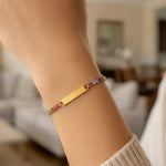 Sterling Silver Gold Plated Rainbow CZ ID Bracelet (2.70 mm), view 3