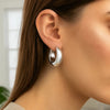 Sterling Silver Sculpted Hoop Earrings, view 2