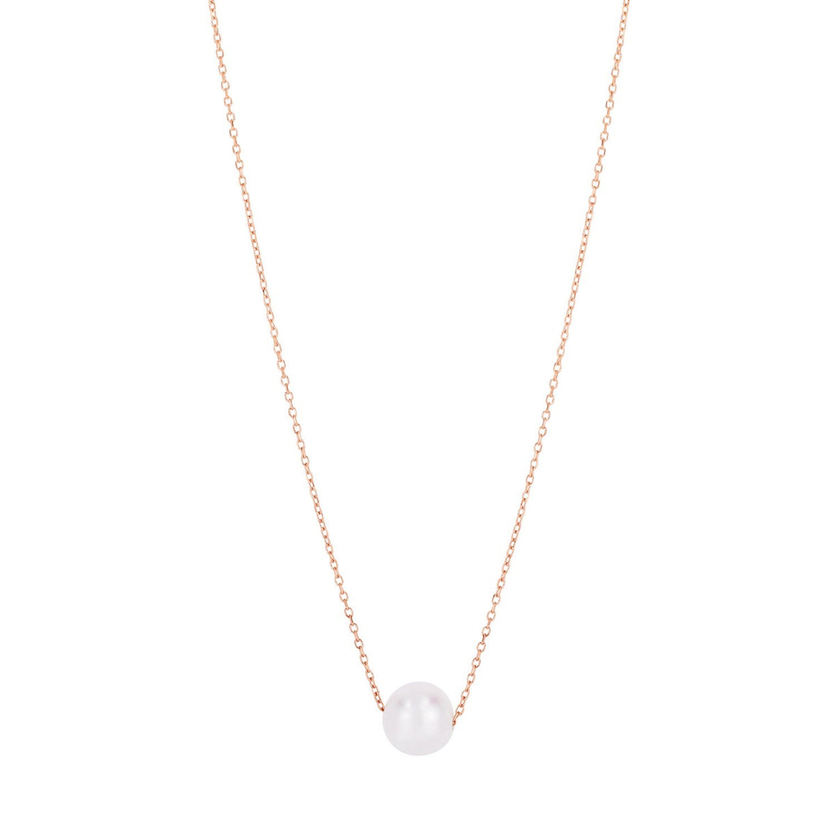 14K Rose Gold Pearl Solitaire Necklace