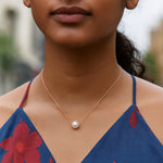 14K Rose Gold Pearl Solitaire Necklace, view 3