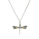 18K Yellow Gold and Sterling Silver Pendant in a Dragonfly Design, view 2