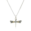 18k Yellow Gold and Sterling Silver Pendant in a Dragonfly Design