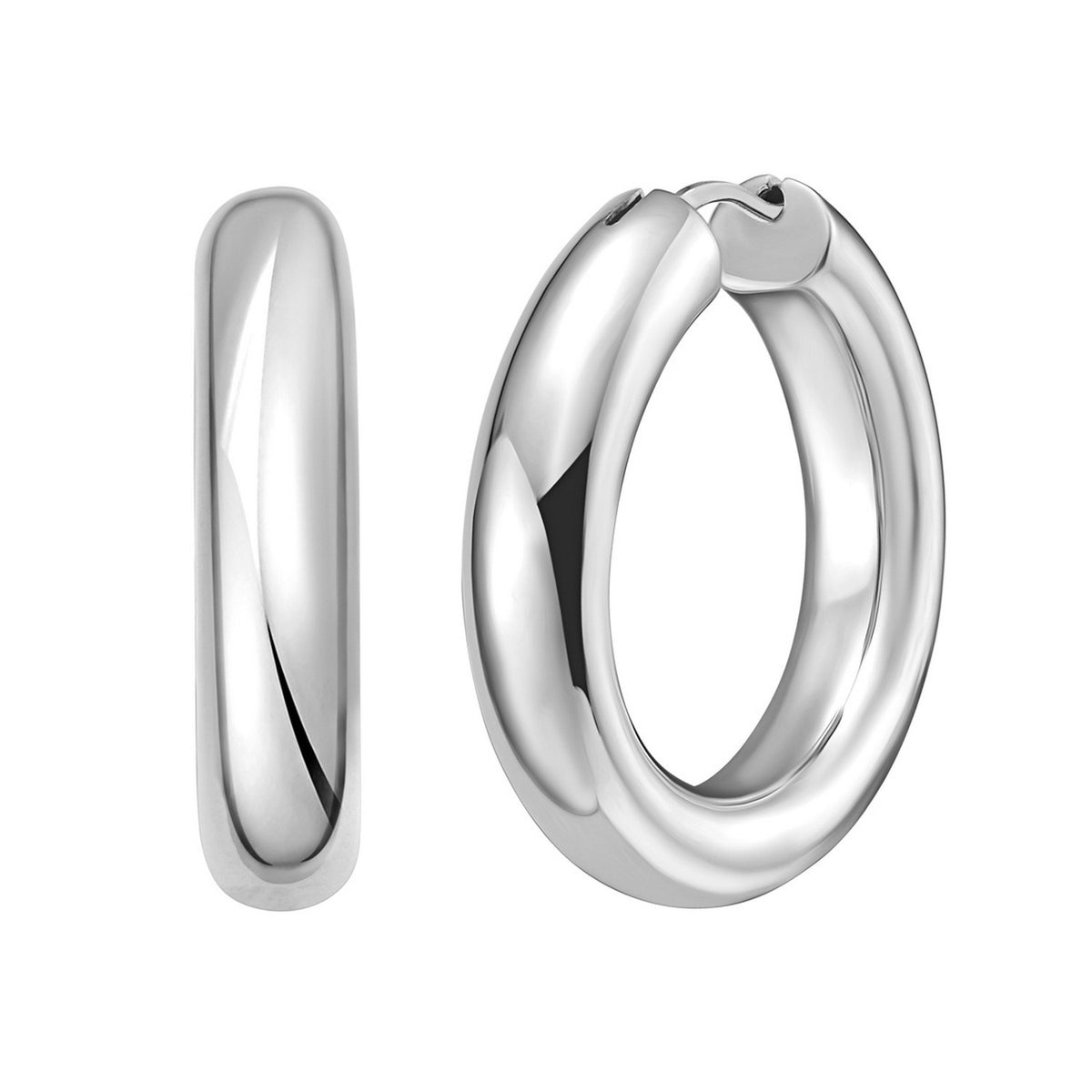 Sterling Silver Round Hoop Earrings (20.00 mm)